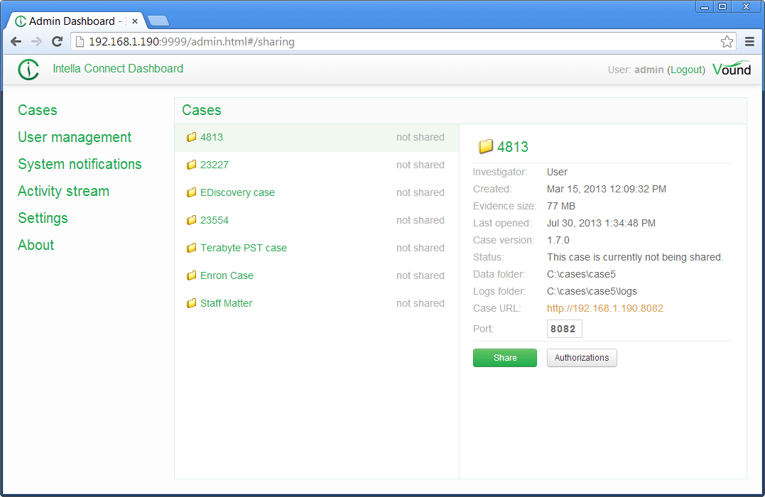 Case settings