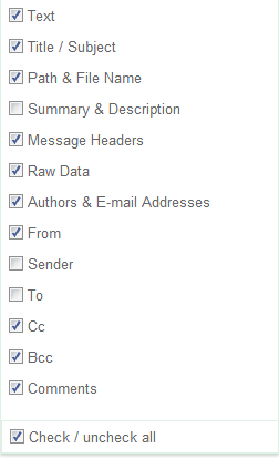 Search options