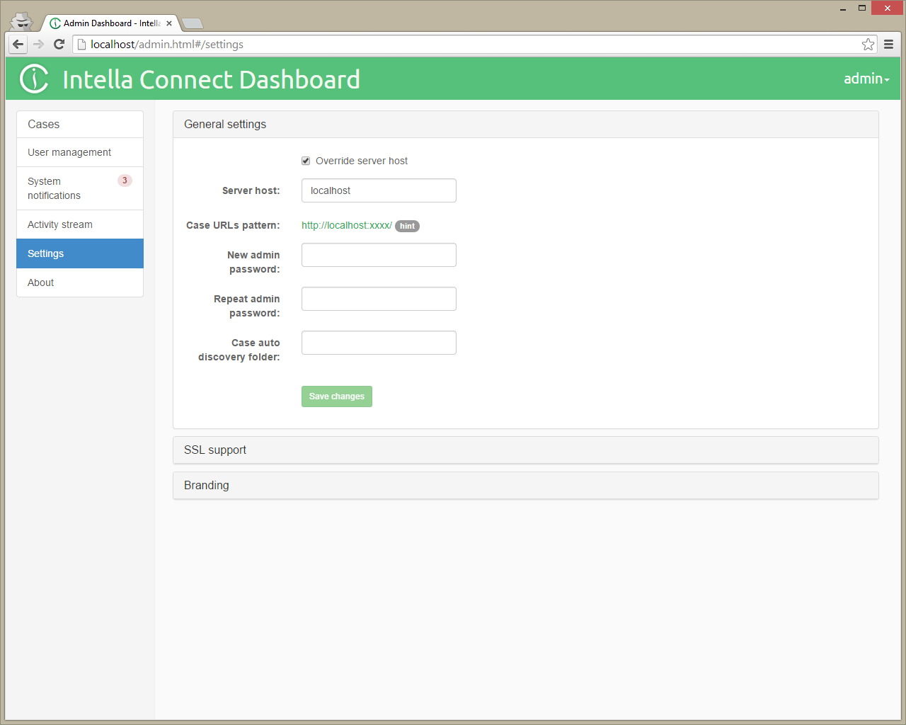 Intella Connect Settings