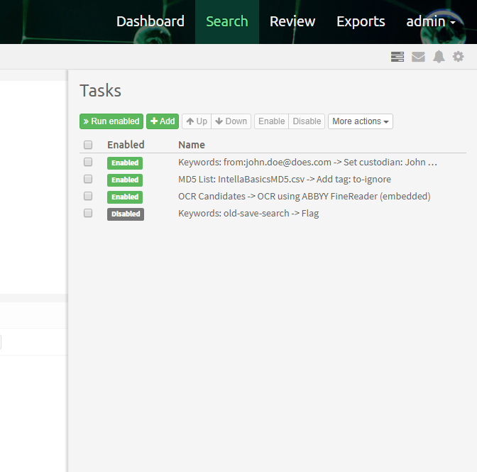 Tasks list