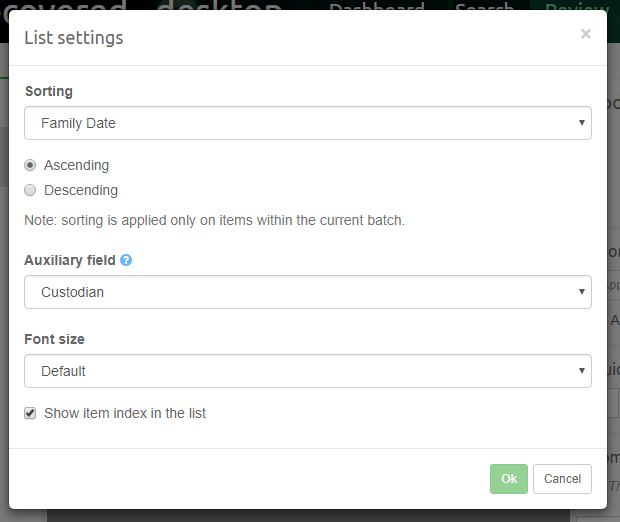 Items List Settings