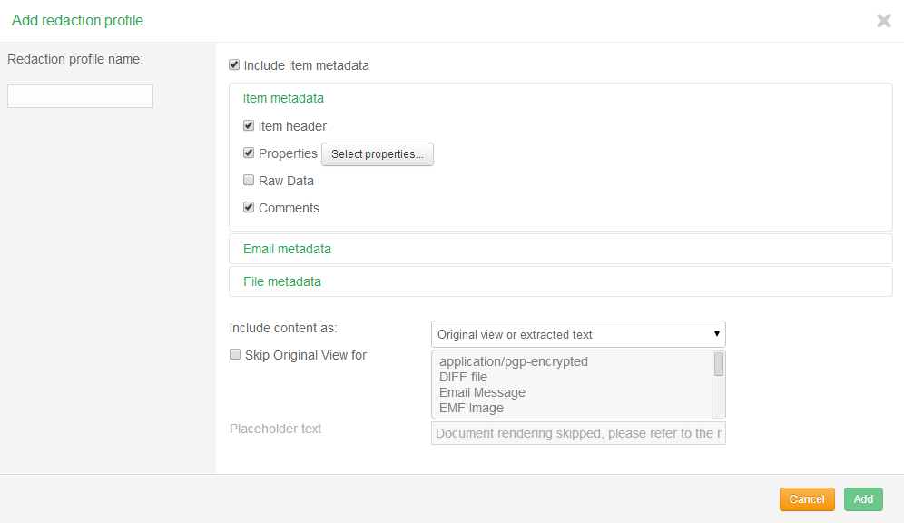 Add redaction profile window