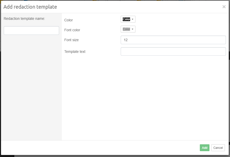 Add redaction template
