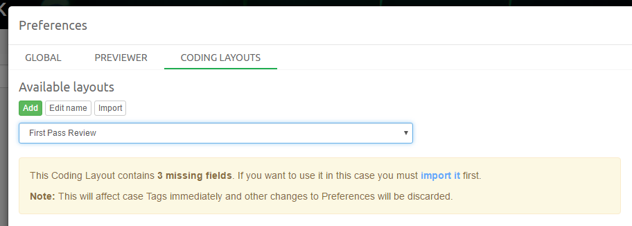 Importing Coding Layout