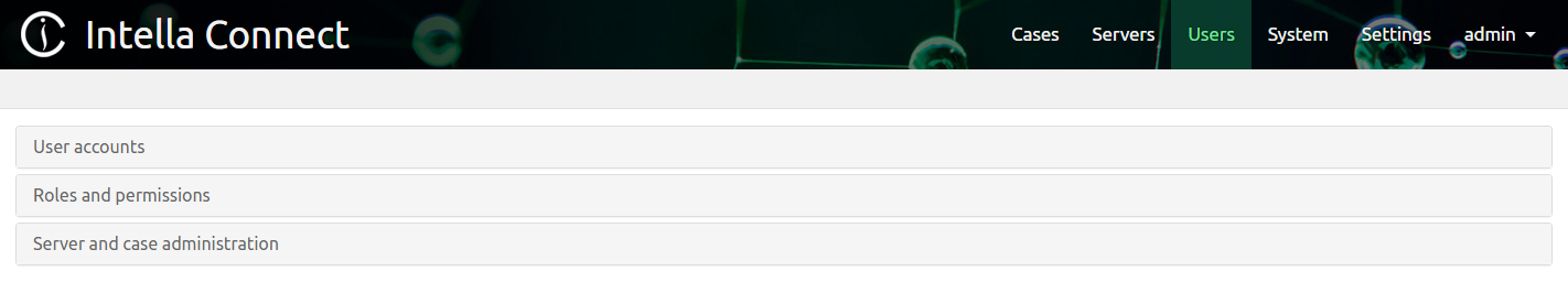 User management sections