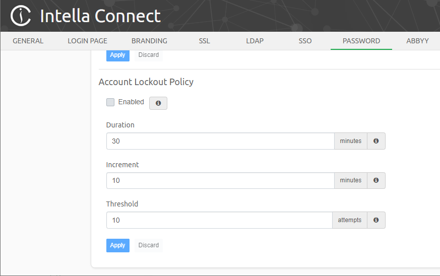 Account lockout policy configuration