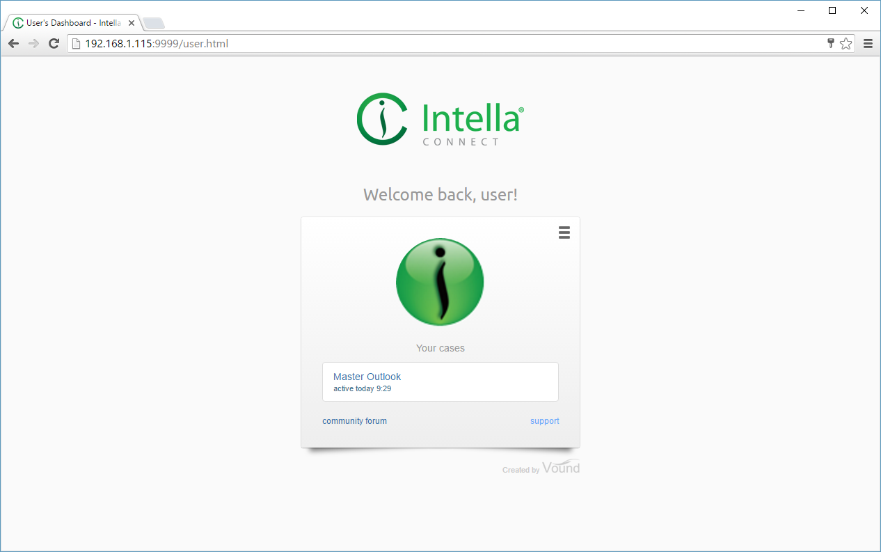 Intella Connect User Dashboard