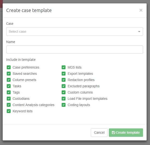 Create Case Template