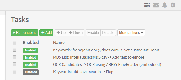 Tasks list