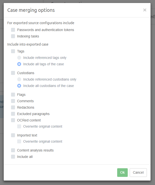 Case Merging Options