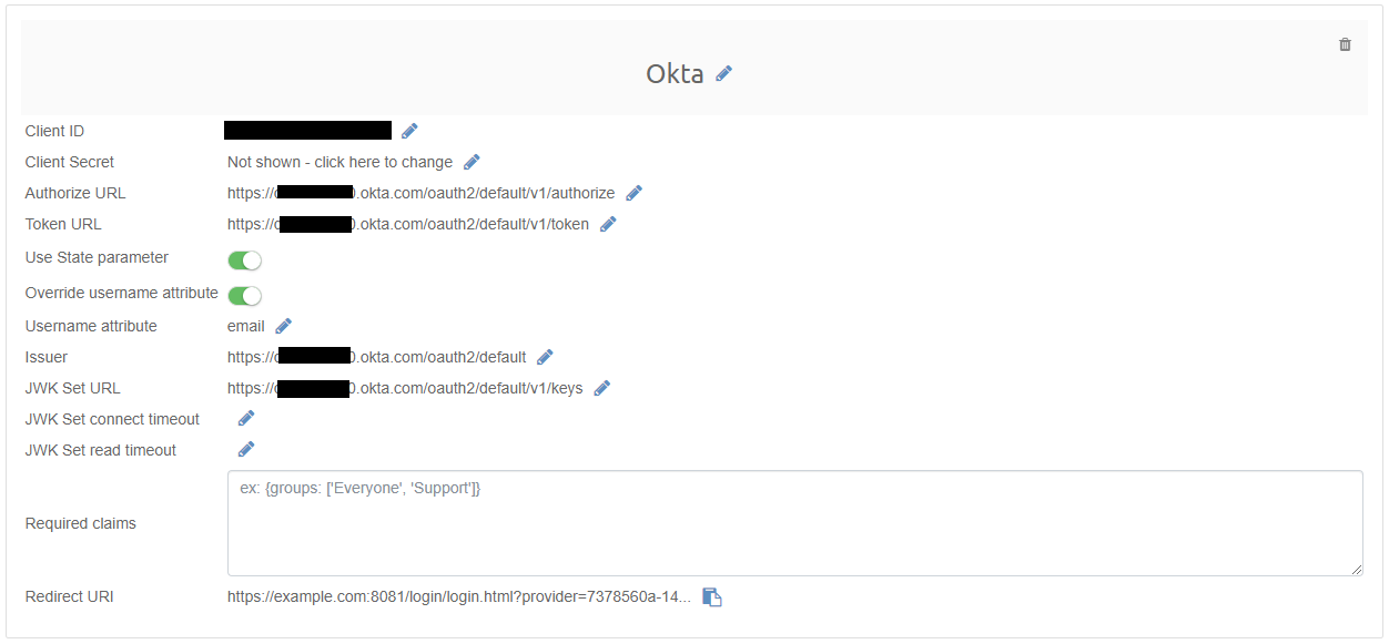 Configuring Okta as SSO provider step 7