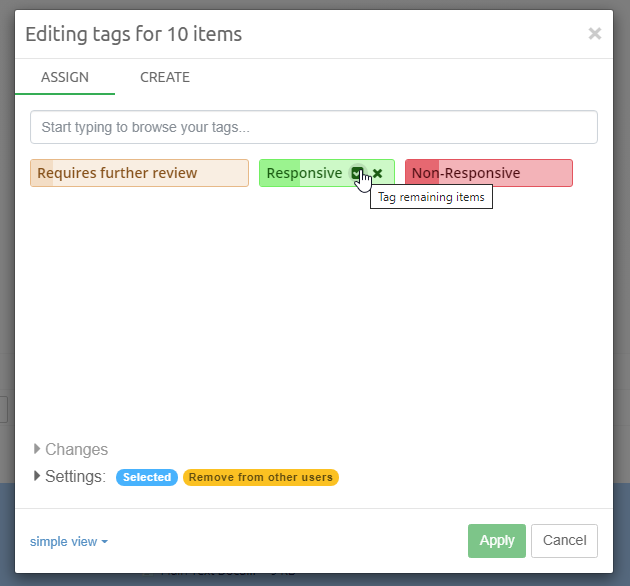 Editing tags for many items - initial