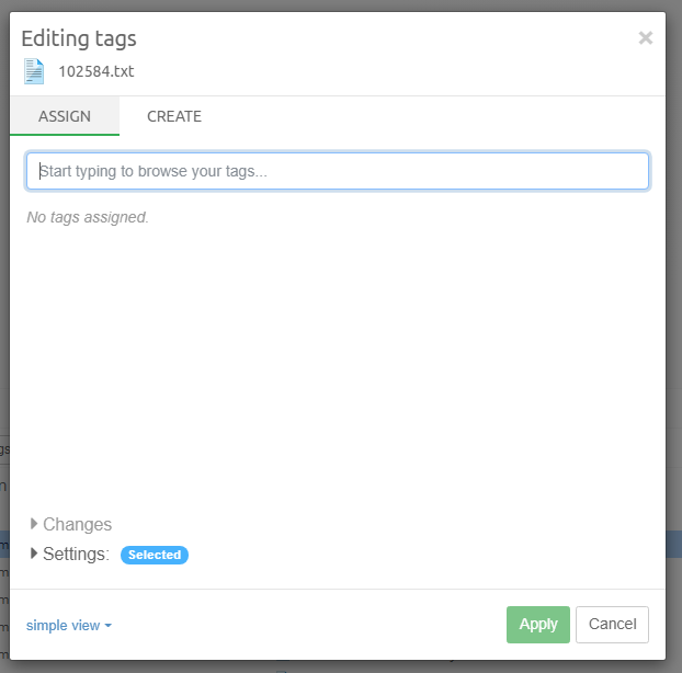 Tags editor