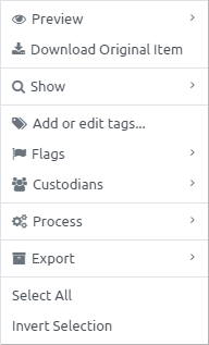 Items Details Contextual Menu