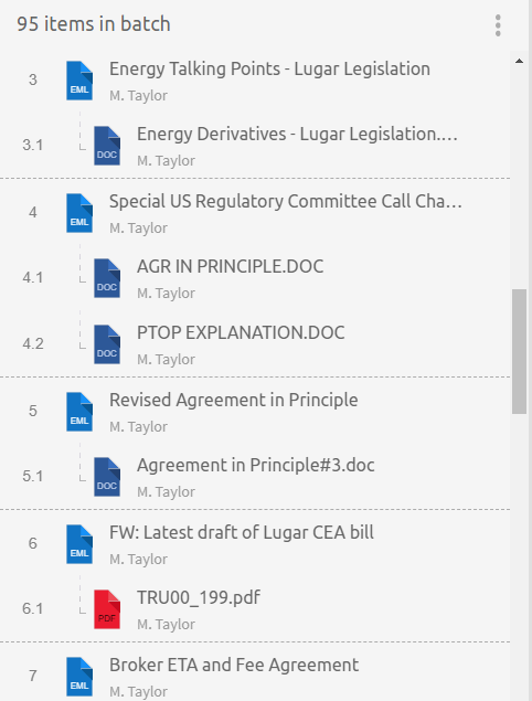Showing families in items list