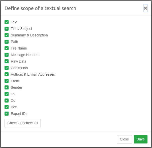 Search options