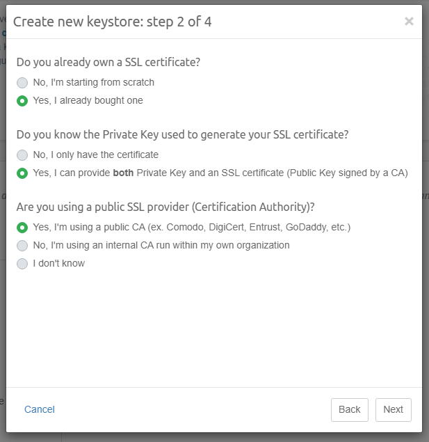 New keystore step 2