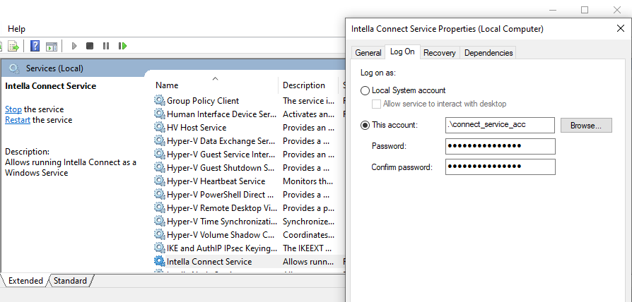 Service logon check