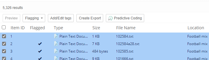 Create Predictive Coding button