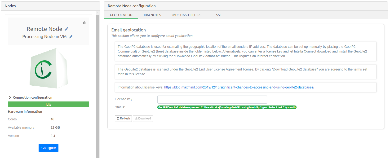 Intella Node configuration