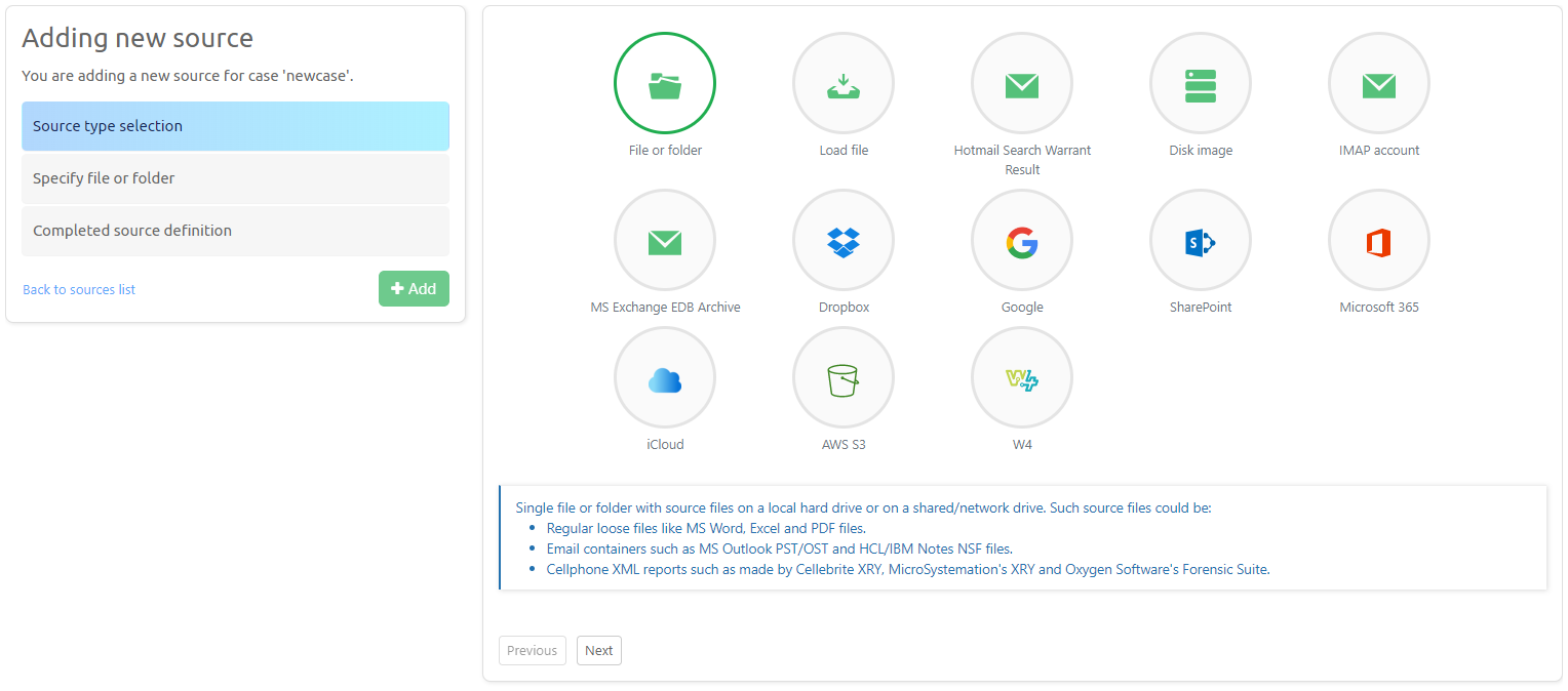 Add Source Wizard