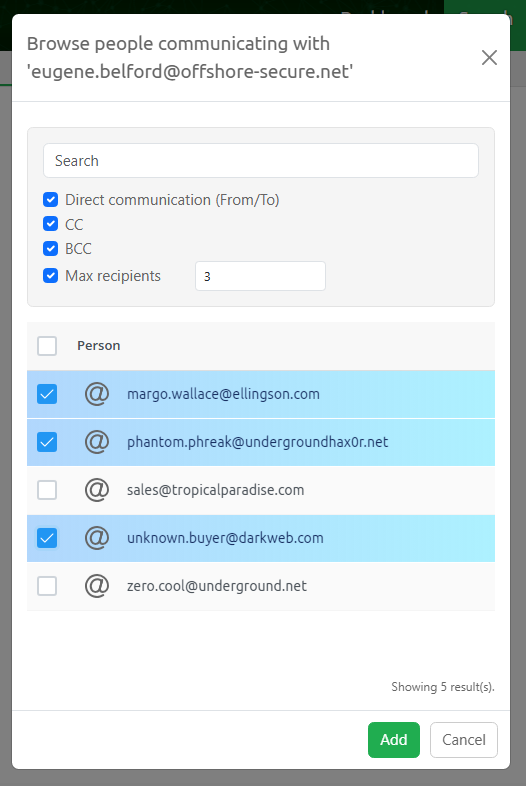 People finder modal