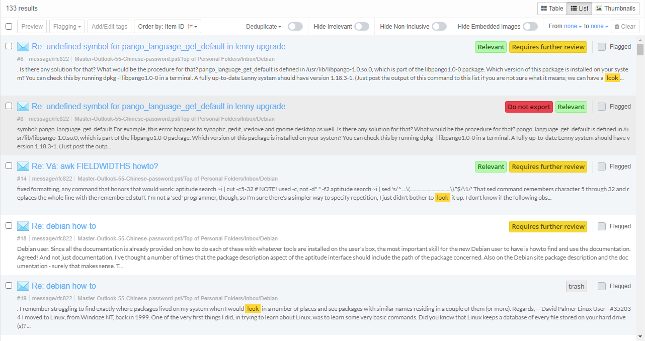 List view