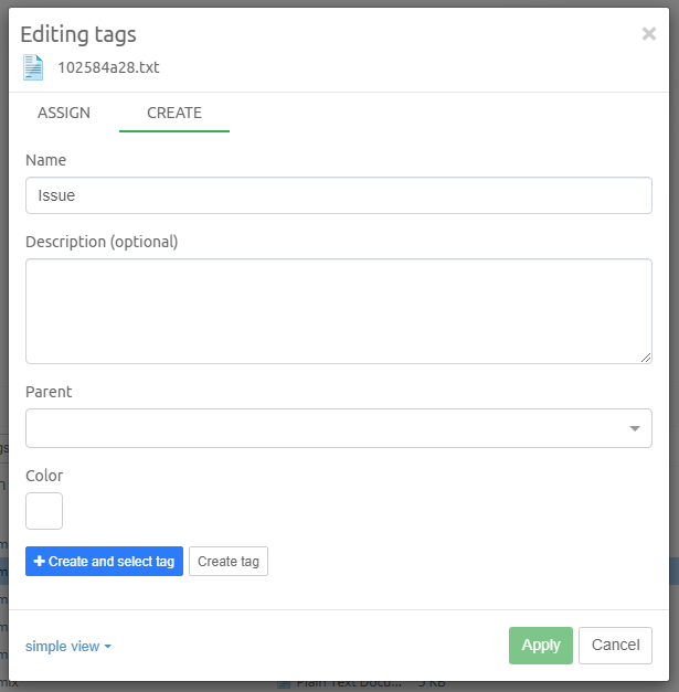 Creating tags