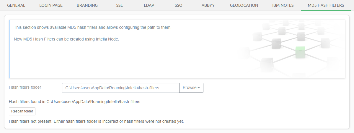 MD5 hash filters