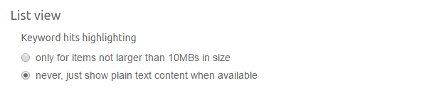 List view settings