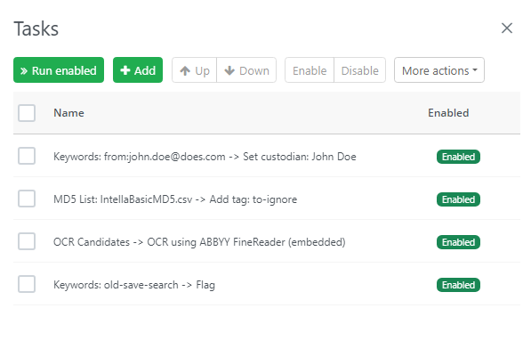 Tasks list