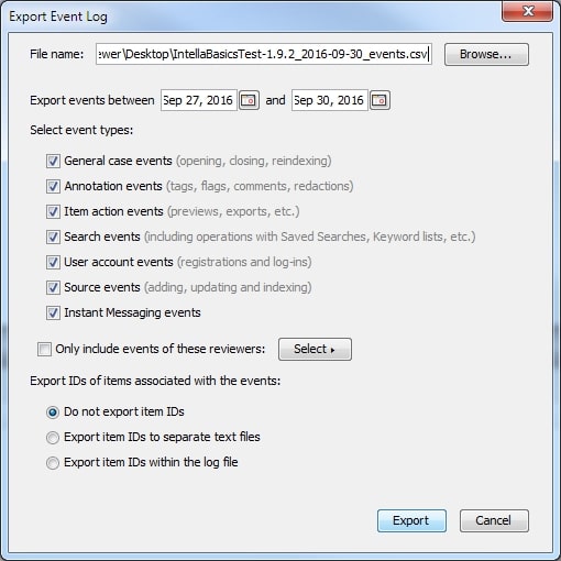 desktop exporting event log