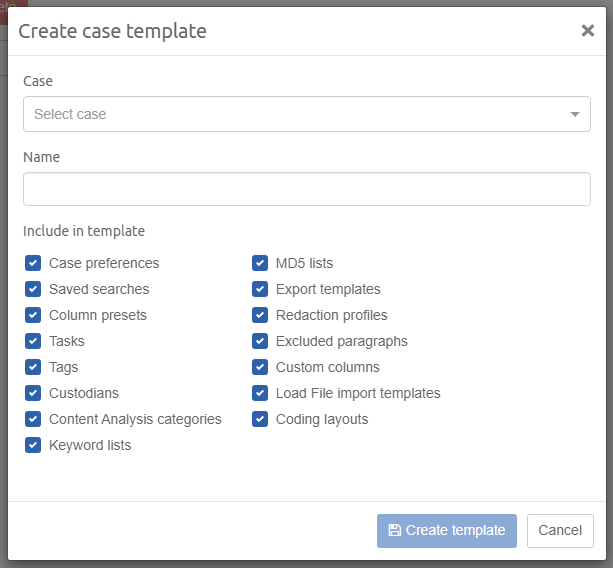 Create Case Template