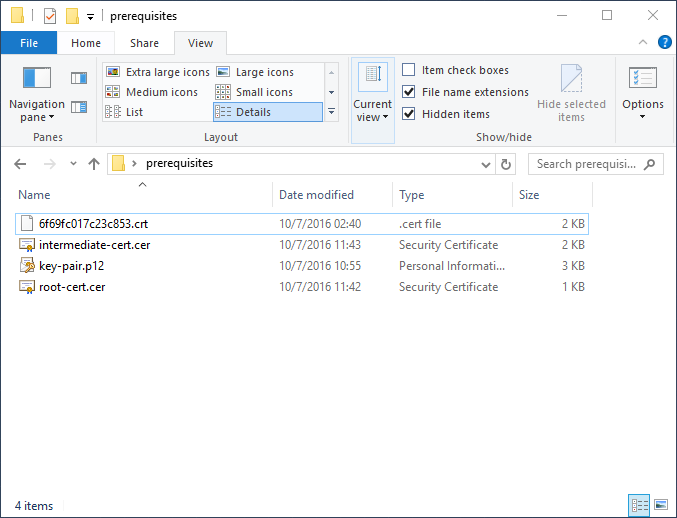 Intermediate Certificate Exported