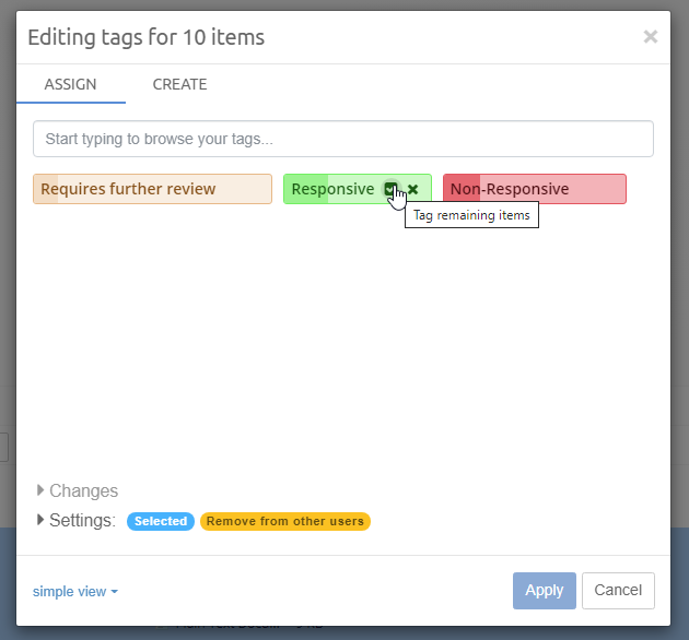 Editing tags for many items - initial