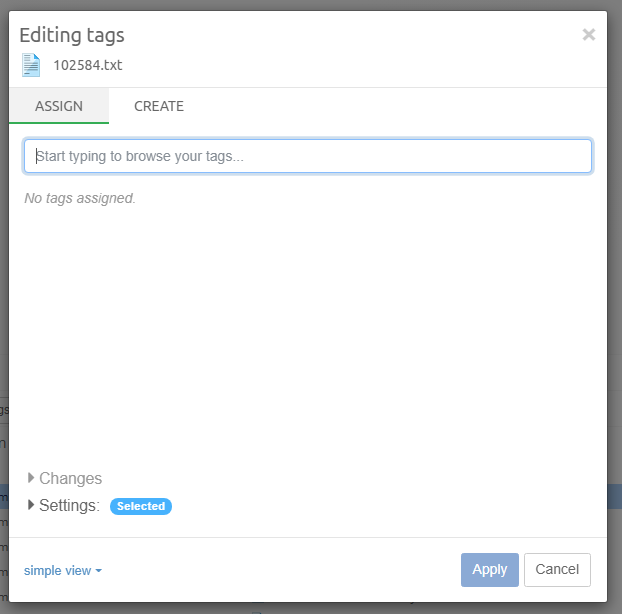 Tags editor