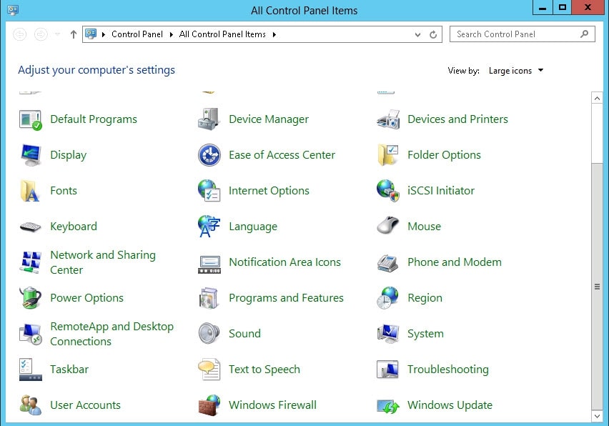 Windows control panel