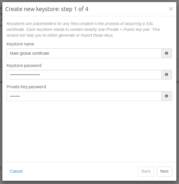 New keystore step 1