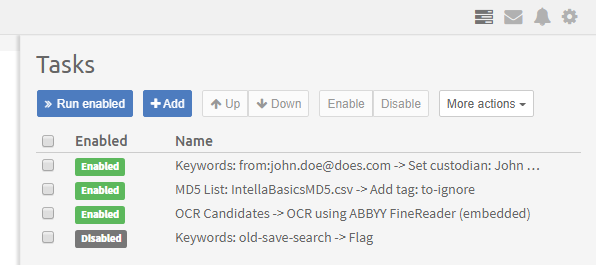 Tasks list
