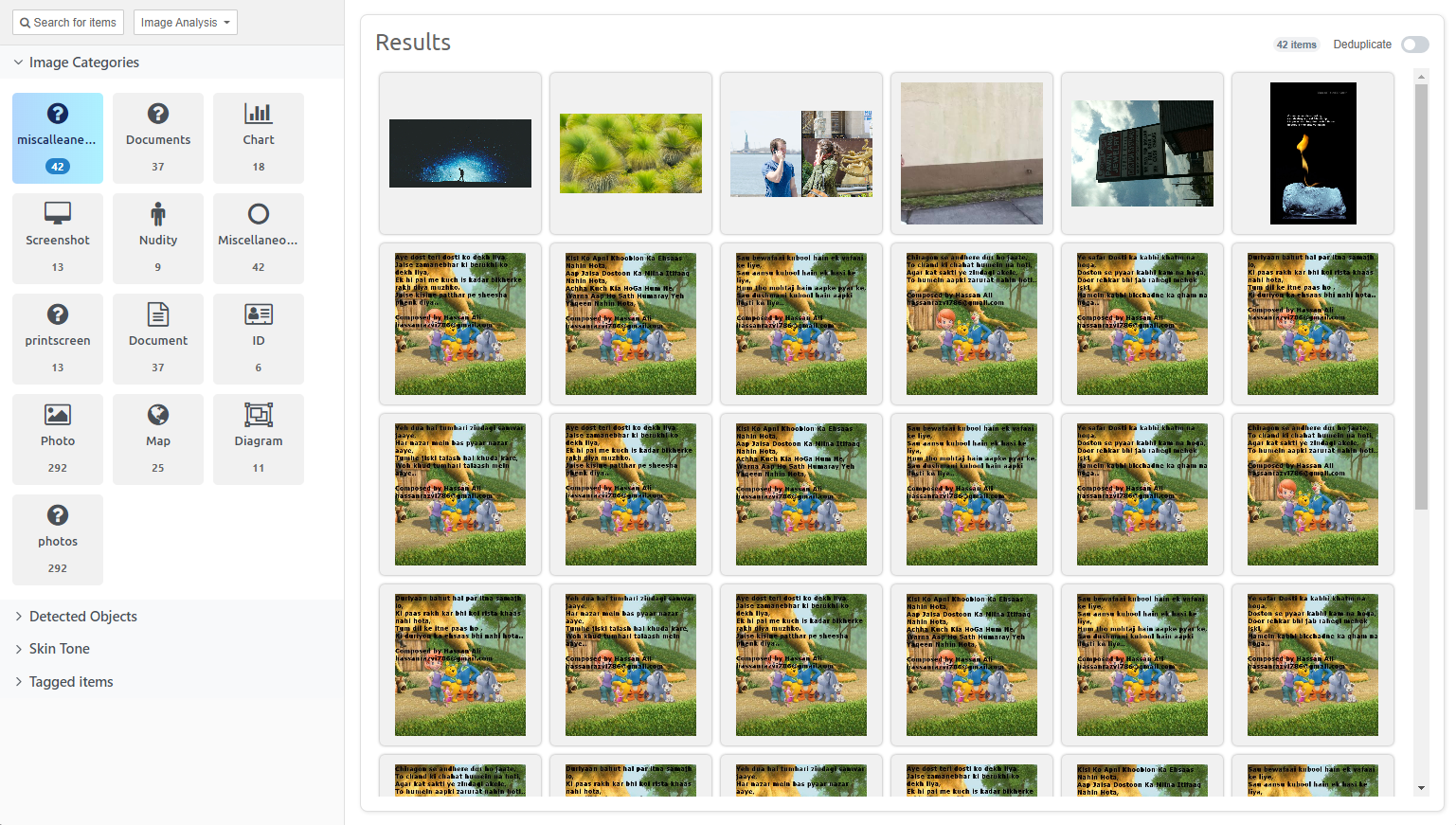 Images view in Intella Investigator