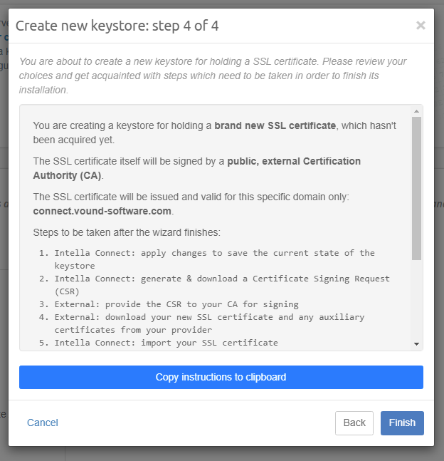 New keystore step 4