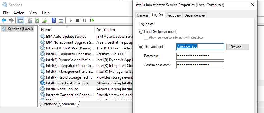 Service logon check