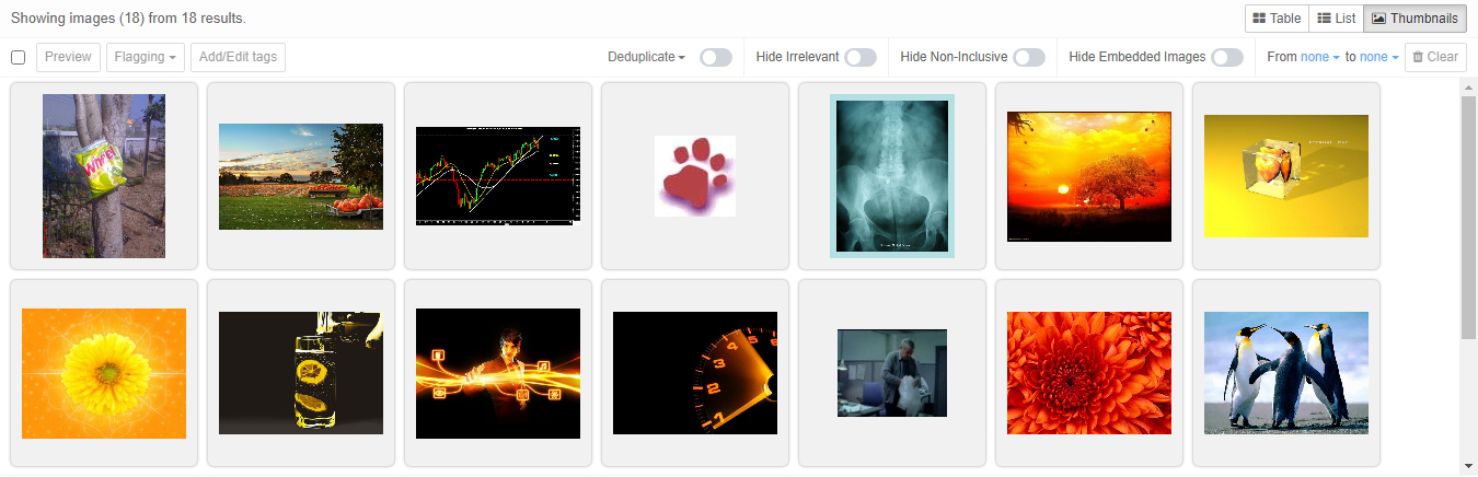Thumbnails view